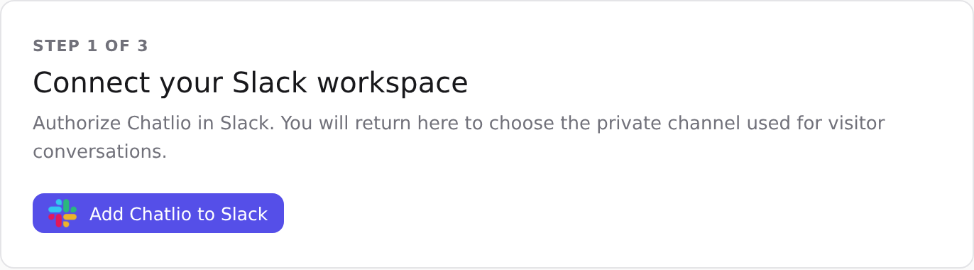 Chatlio dashboard: connect your Slack workspace with Add Chatlio to Slack.